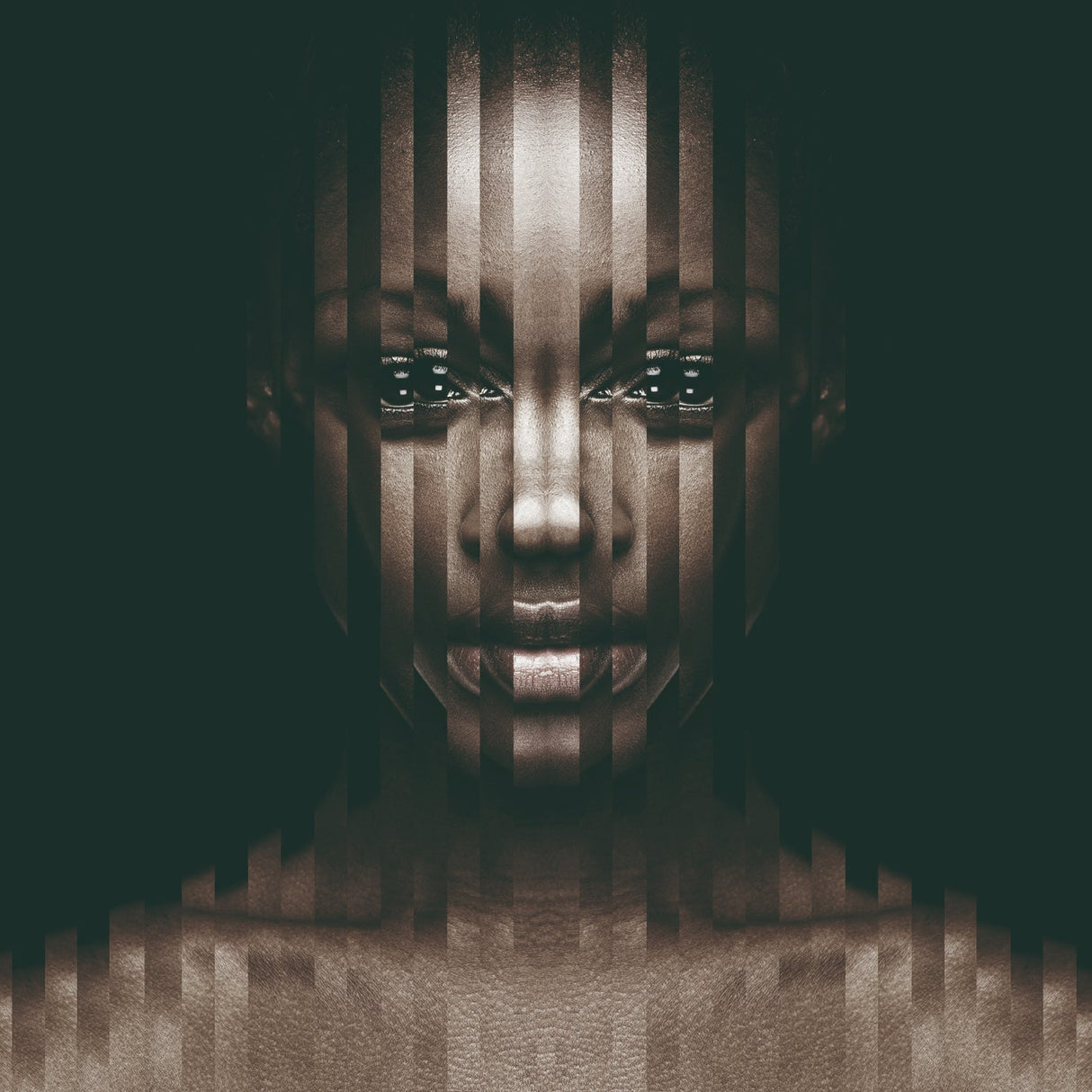 Layered Emotions Black Dimensional Woman Portrait photographic art print by Cobra Art