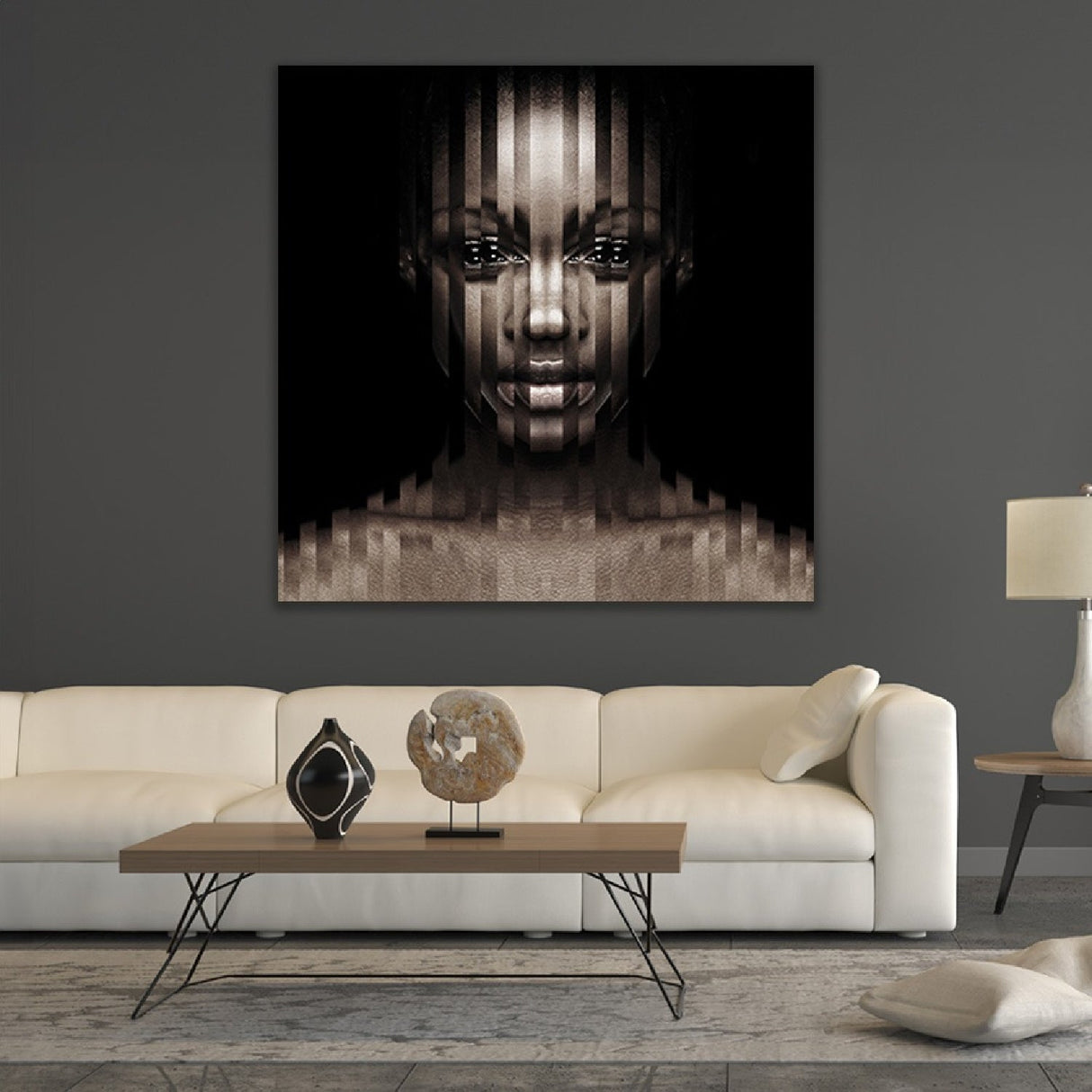 Layered Emotions Black Dimensional Woman Portrait photographic art print by Cobra Art, alternate view 2