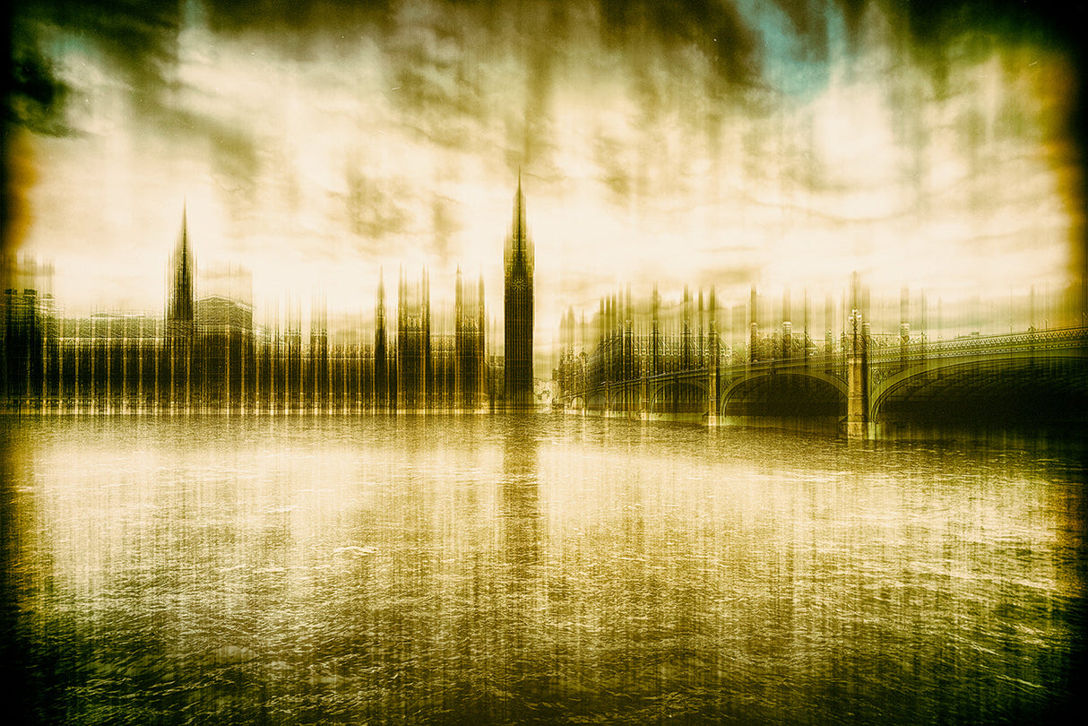 Grungy Skyline London Misty European View photographic art print by Cobra Art