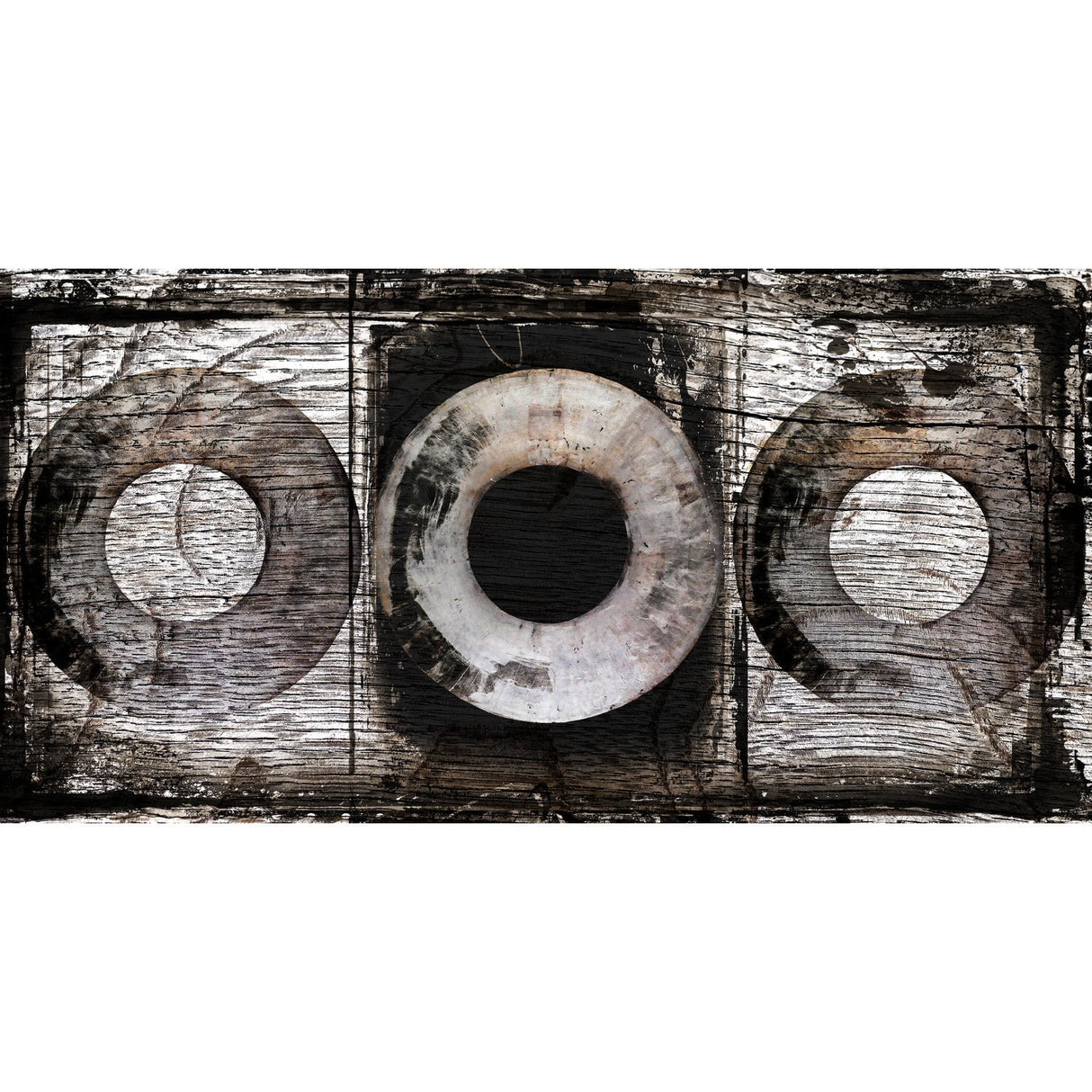 3 Circles Brown Weathered-Look Monochromatic Wall Art art print by Cobra Art