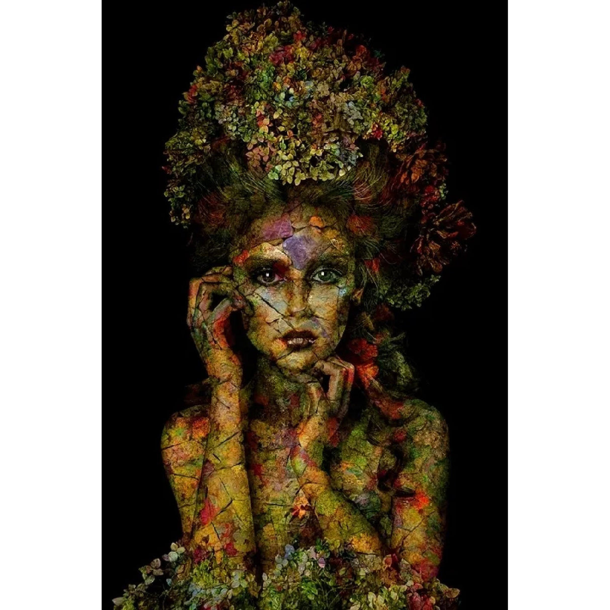 Modern European furniture - Floral Embellished Woman Photographic Art - www.oroa.com