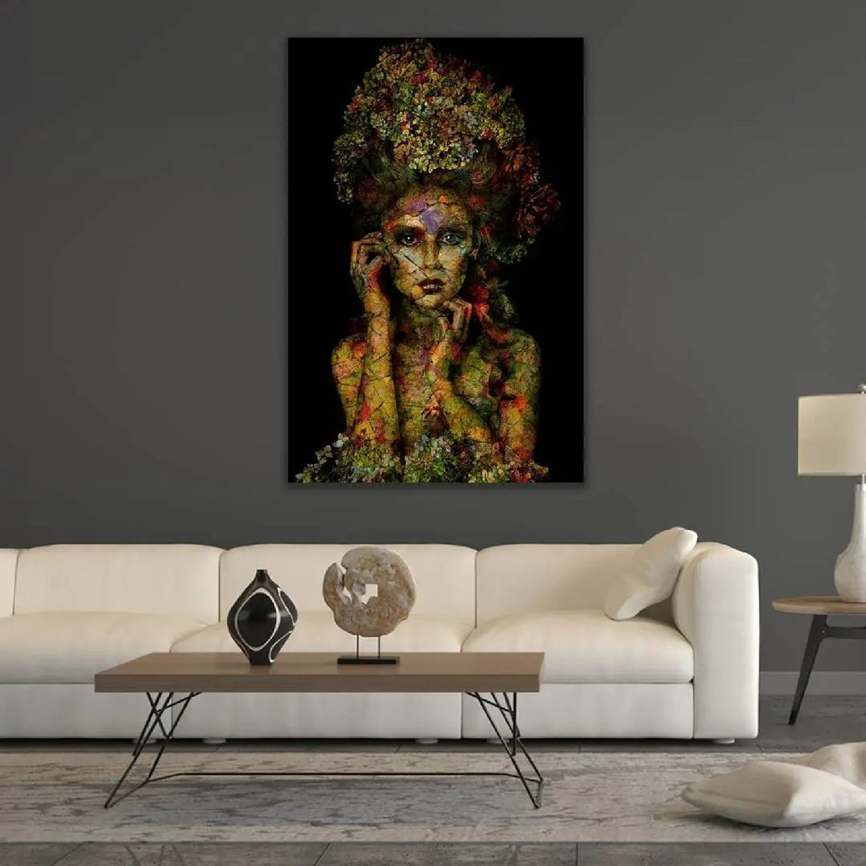 Modern European furniture - Floral Embellished Woman Photographic Art - www.oroa.com