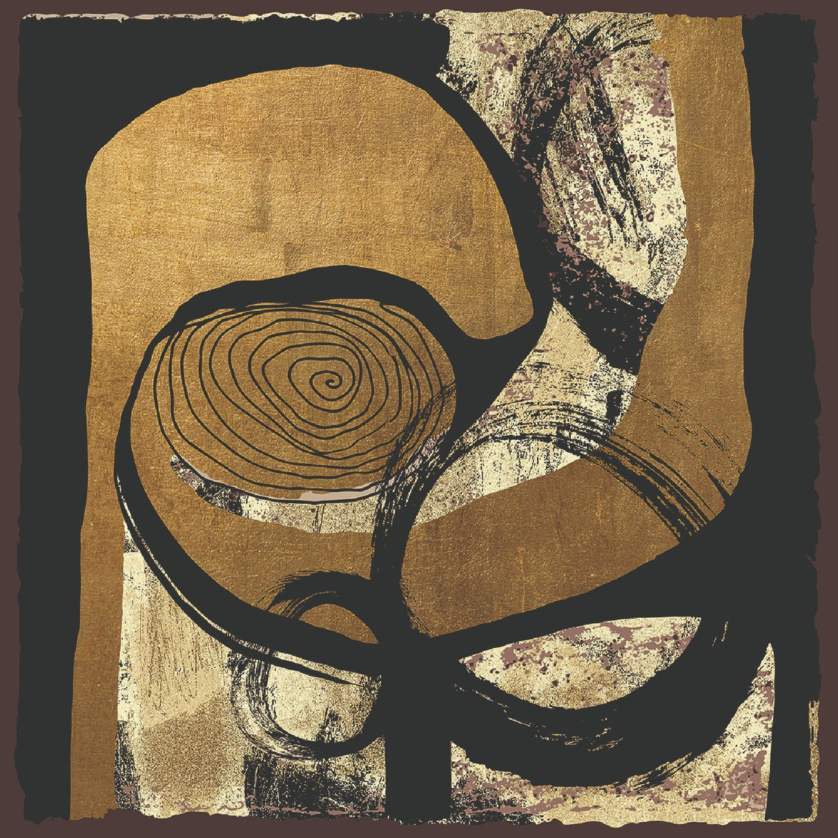 Vanishing Point Gold Swirl Left Abstract Art art print by Cobra Art