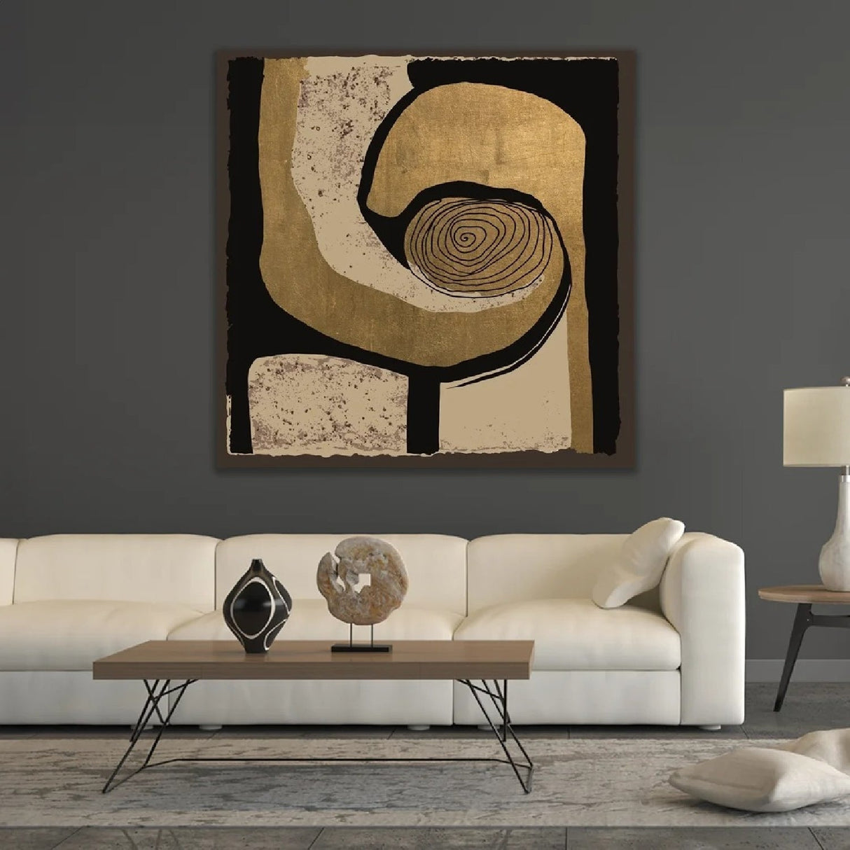 Vanishing Point Gold Swirl Abstract Art art print by Cobra Art, alternate view 2