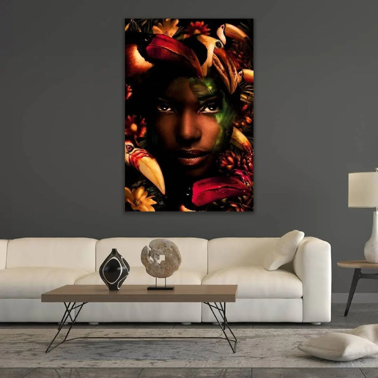 African Flamingo Nature Inspired Headdress photographic art print by Cobra Art, alternate view 2