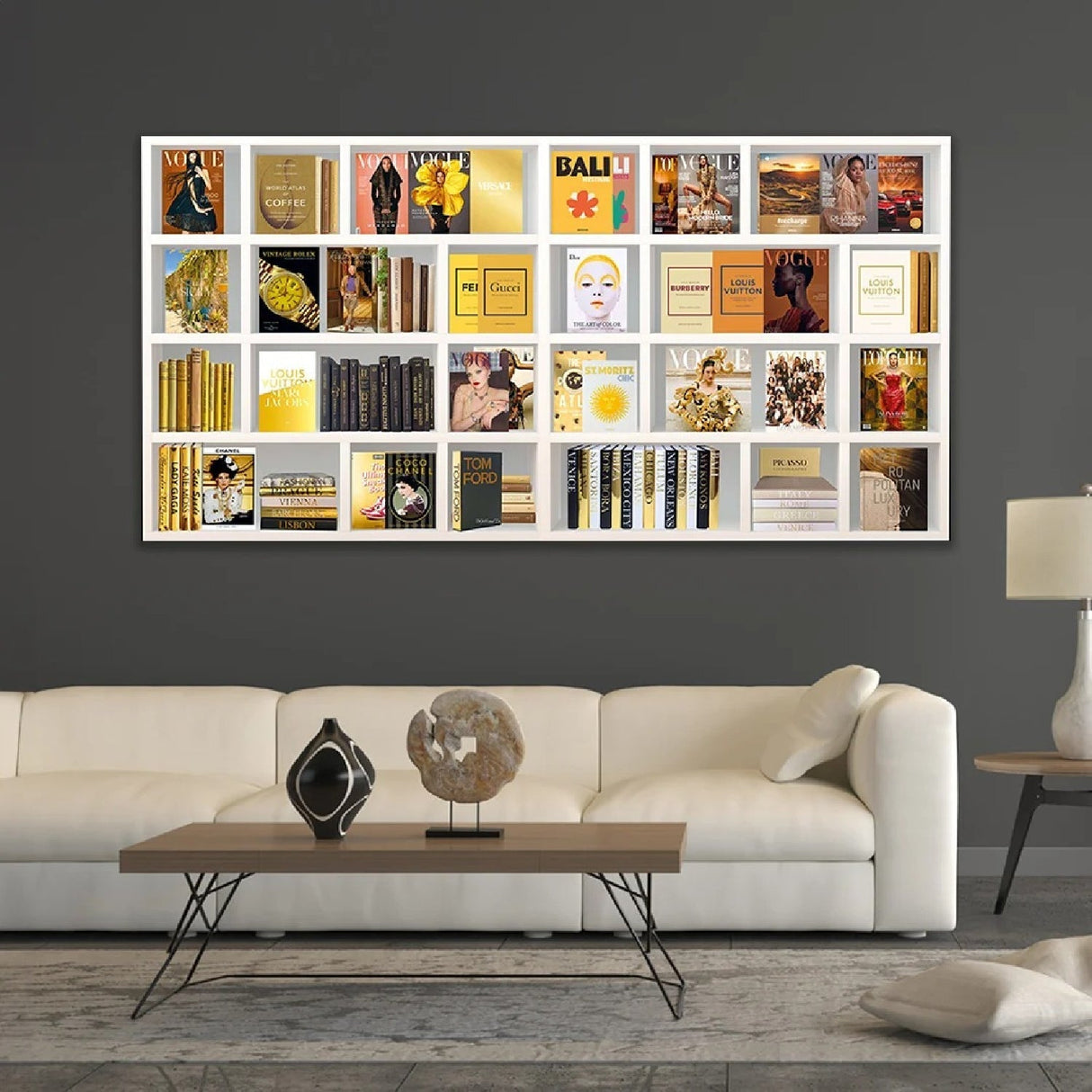 Pleasures of Life Yellow-Toned Books Artwork art print by Cobra Art, alternate view 2
