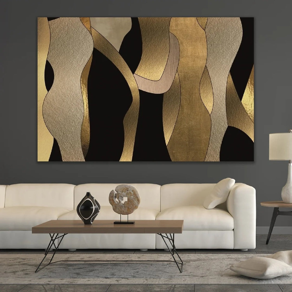 Composition in Gold Modern Minimalist Abstract Art art print by Cobra Art, alternate view 2