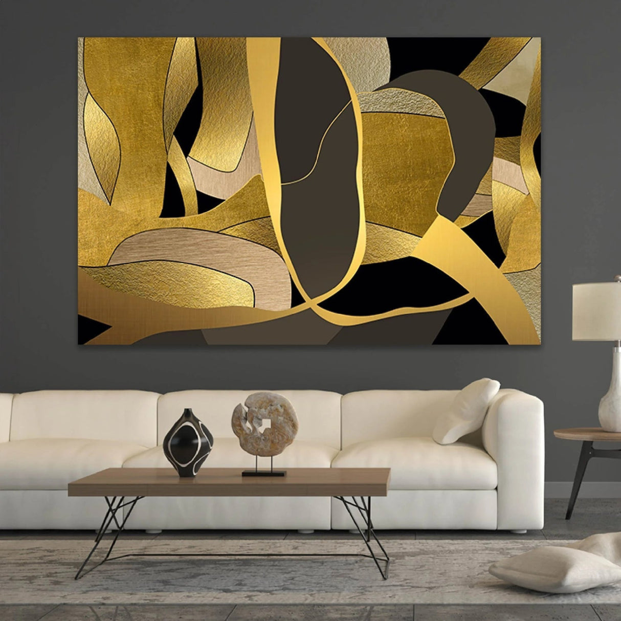 Warm Welcome Gold Abstract Art art print by Cobra Art, alternate view 2