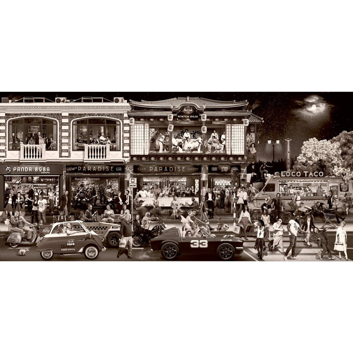 City Crowd Photographic Sepia Art | Cobra Art Another Day in Paradise