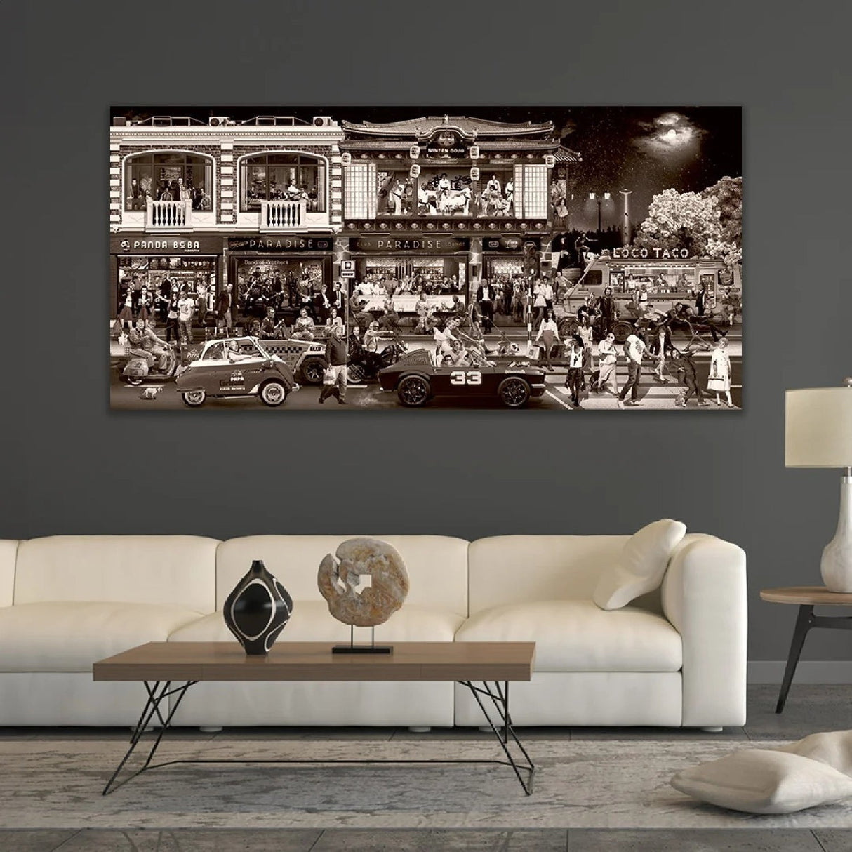 Another Day in Paradise City Crowd Photographic Sepia Art art print by Cobra Art, alternate view 2