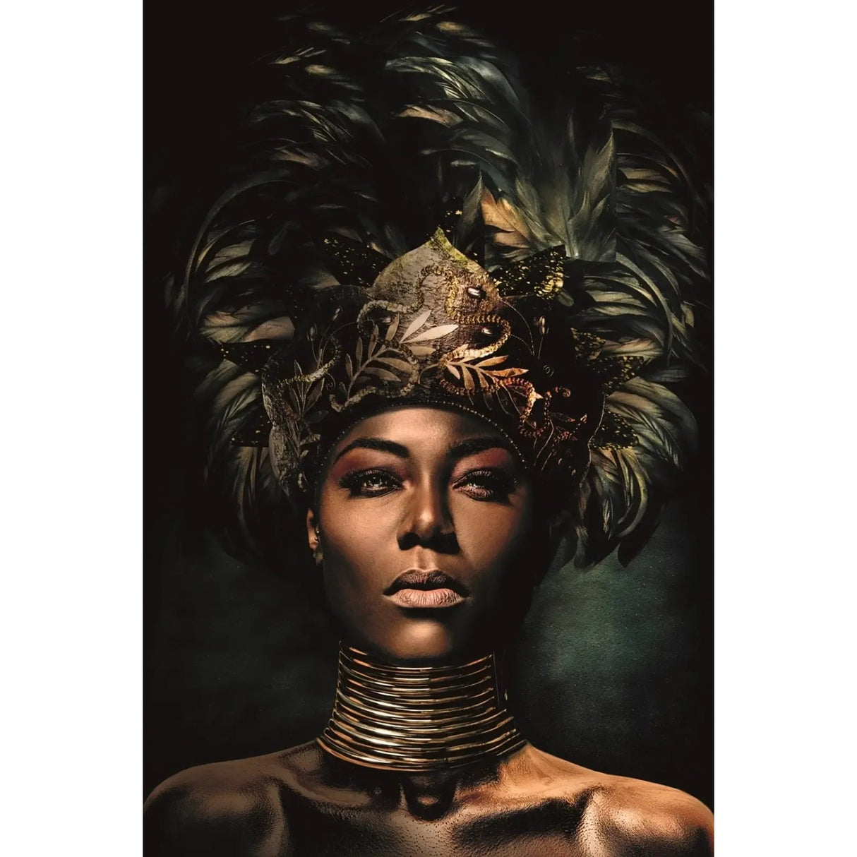 Mystique Queen Feather Headpiece Woman photographic art print by Cobra Art