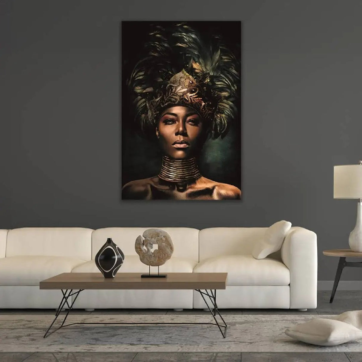 Mystique Queen Feather Headpiece Woman photographic art print by Cobra Art, alternate view 2