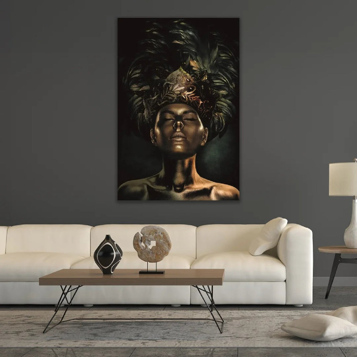 Queen Of The Night Feather Headdressed Woman photographic art print by Cobra Art, alternate view 2