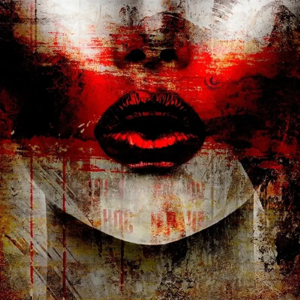 Red Kiss Woman's Lips Decorative Image art print by Cobra Art