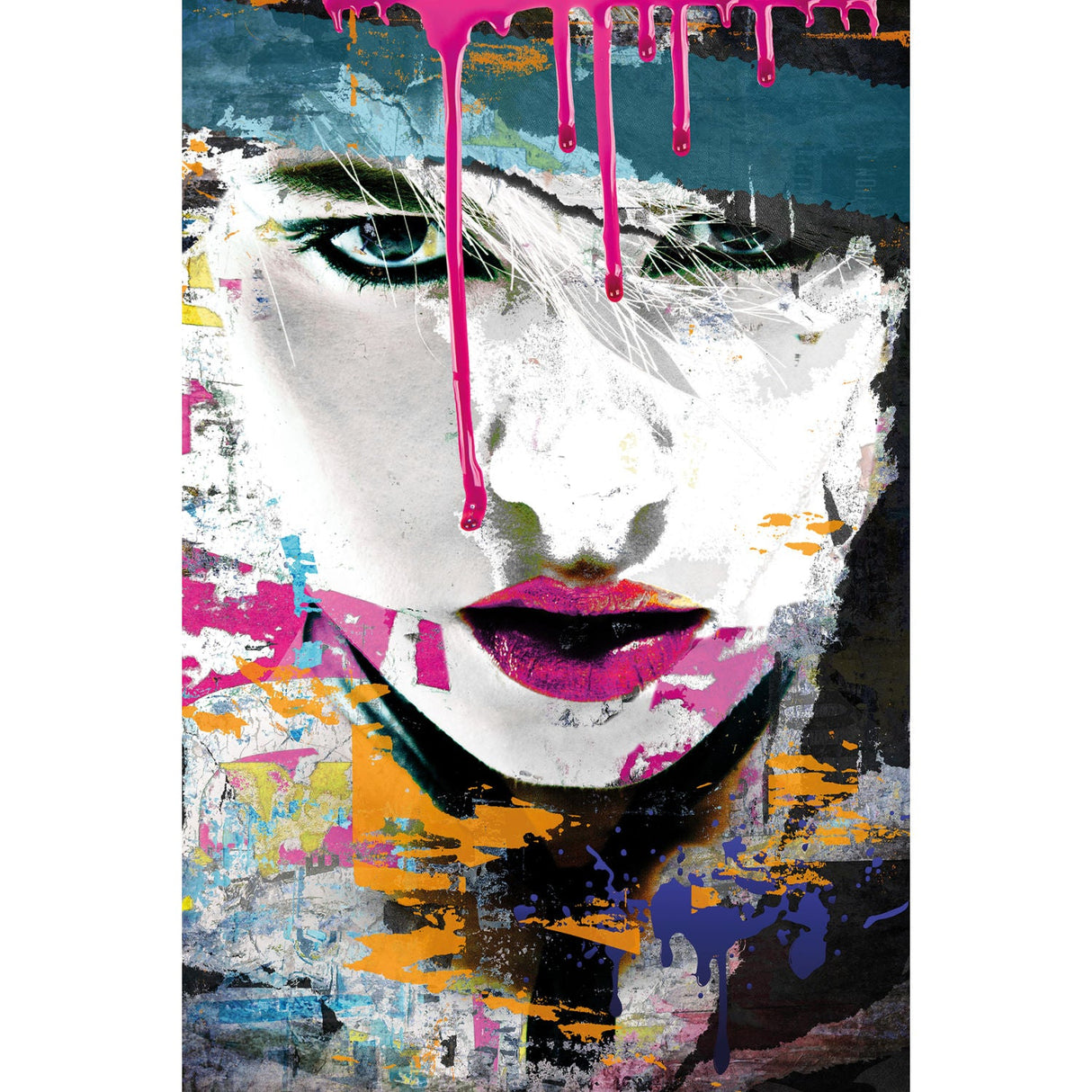 Neon Multicolored Face Modern photographic art print by Cobra Art