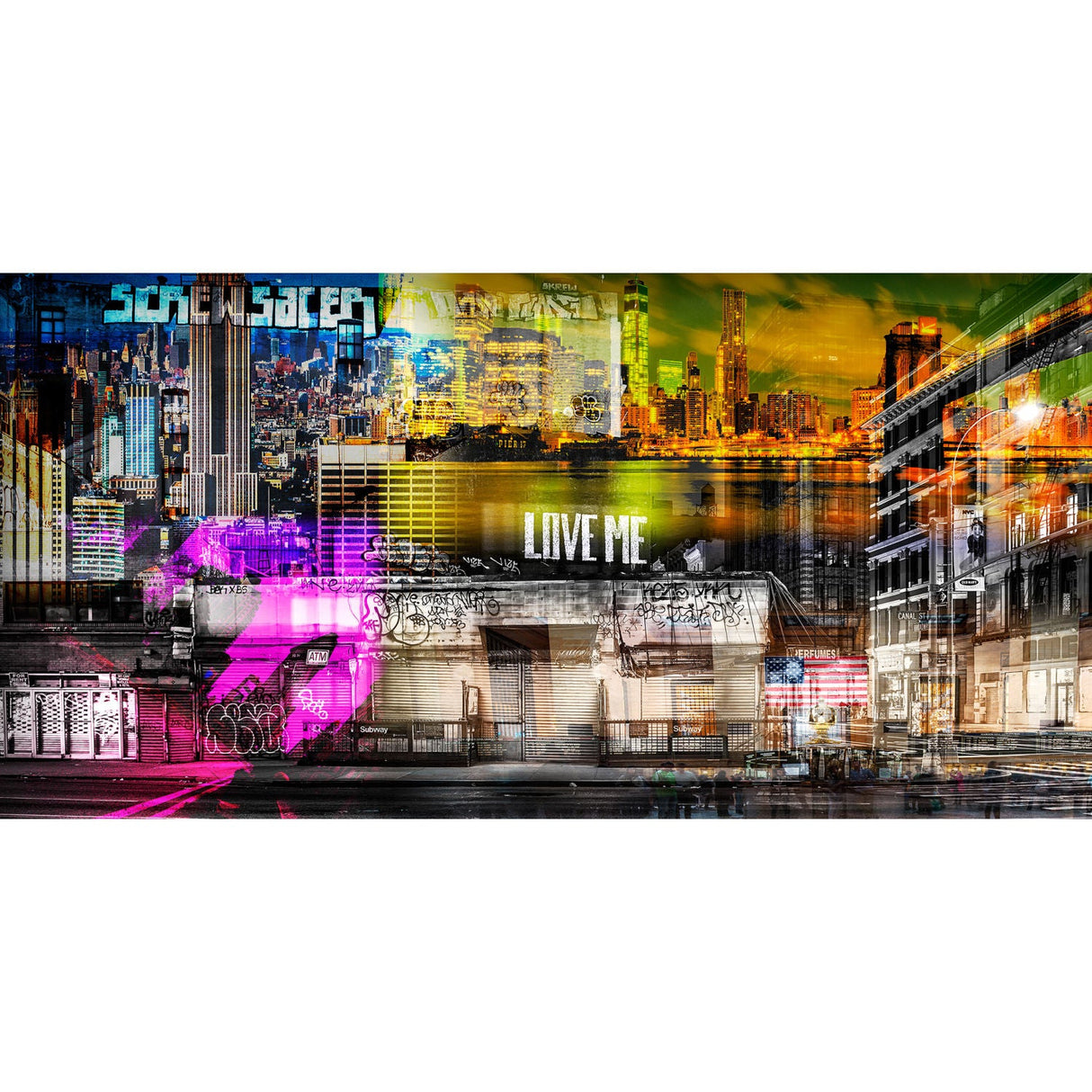 Manhattan Street Art Neon Light City photographic art print by Cobra Art