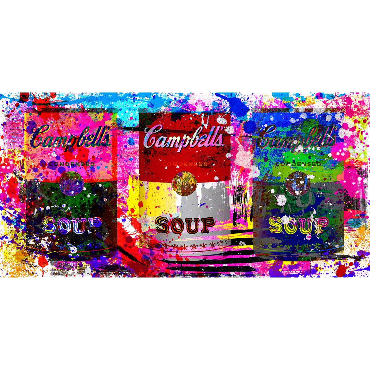 Campbells Extravaganza Multicolored Soup Cans photographic art print by Cobra Art