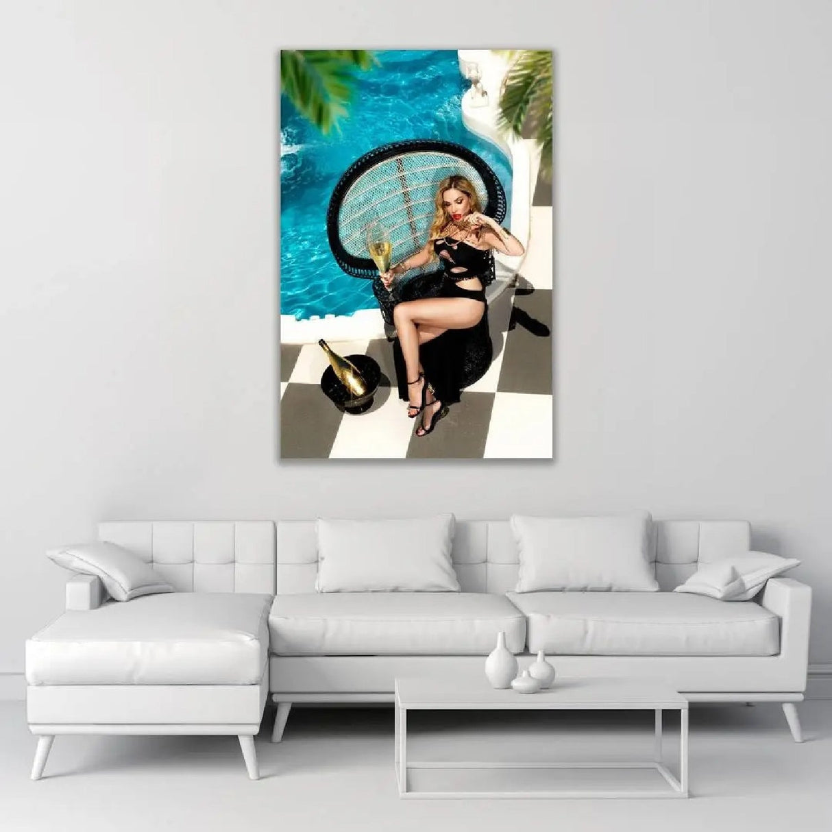 Glass of Champagne In The Pool Sultry Woman photographic art print by Cobra Art, alternate view 2