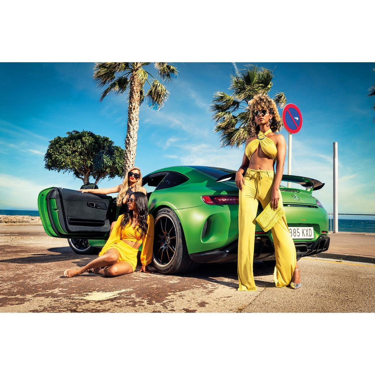 Mercedes Beachgirls Ladies In Yellow photographic art print by Cobra Art