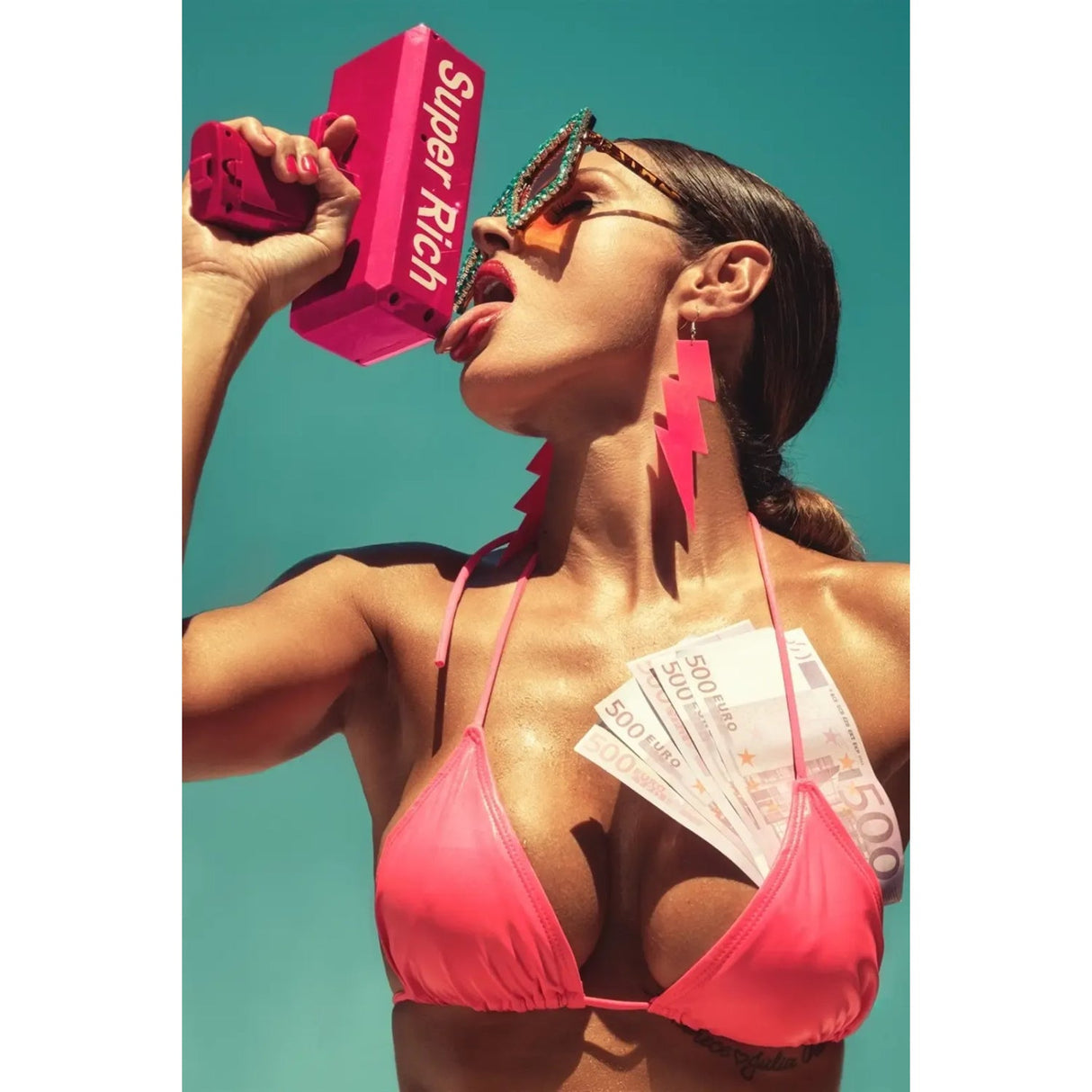 She Is Super Rich Woman In Pink Ensemble photographic art print by Cobra Art