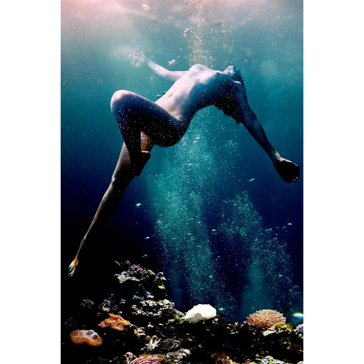 Into The Deep Blue Sea Woman Underwater photographic art print by Cobra Art