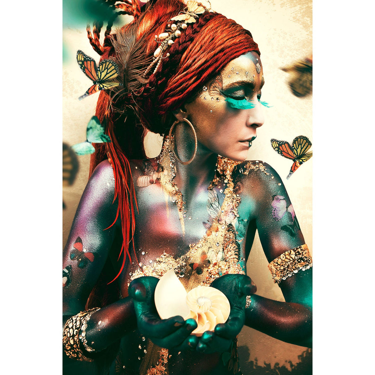 Woman With Butterflies Iridescent Feminine Figure photographic art print by Cobra Art