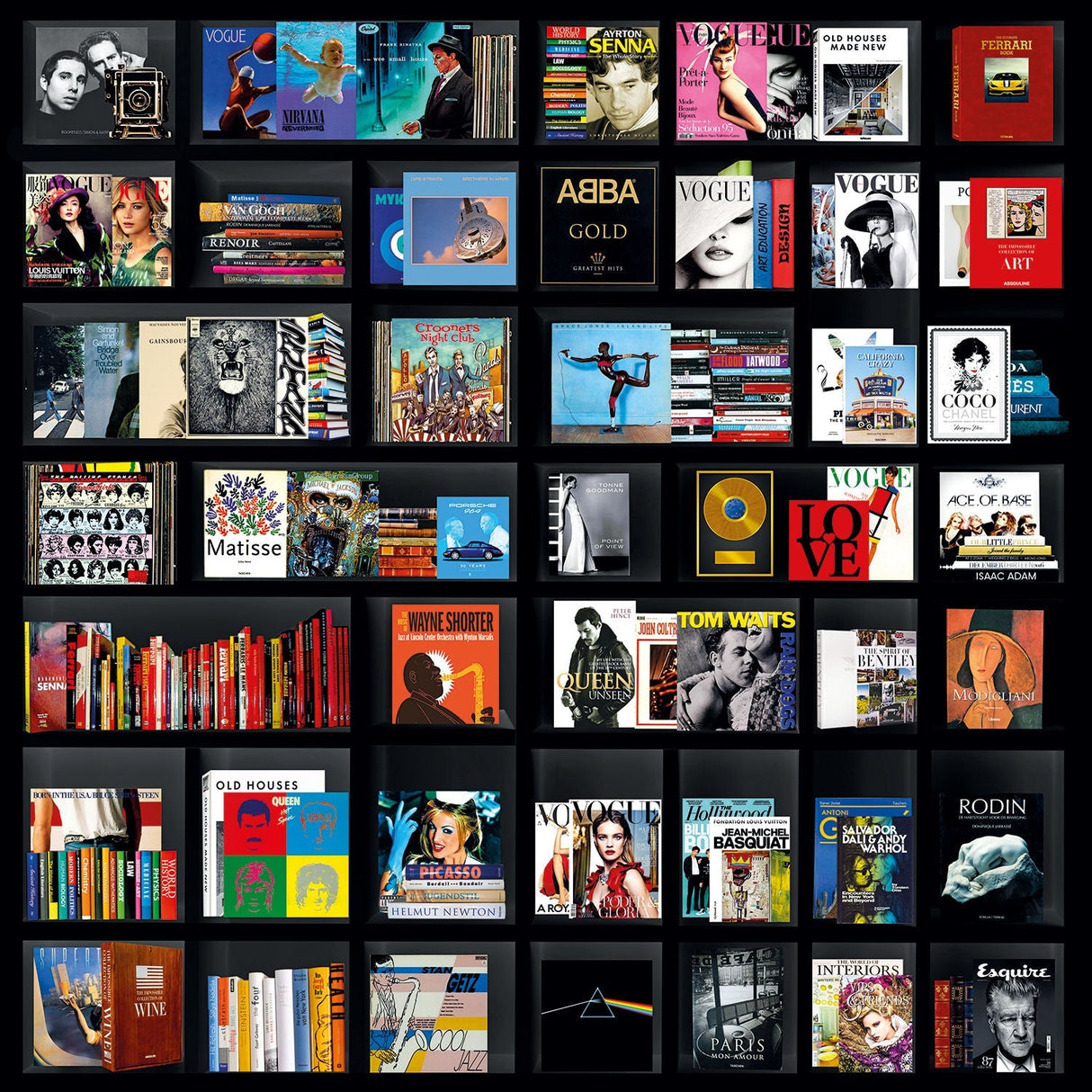 Books 3 Black Bookshelf photographic art print by Cobra Art