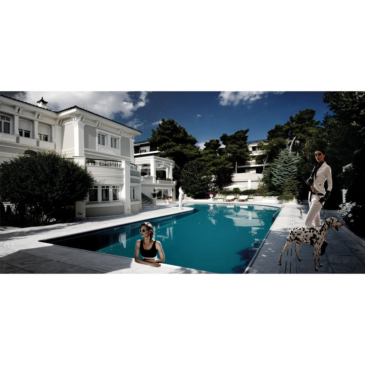 Walking the Dog Luxury Pool photographic art print by Cobra Art