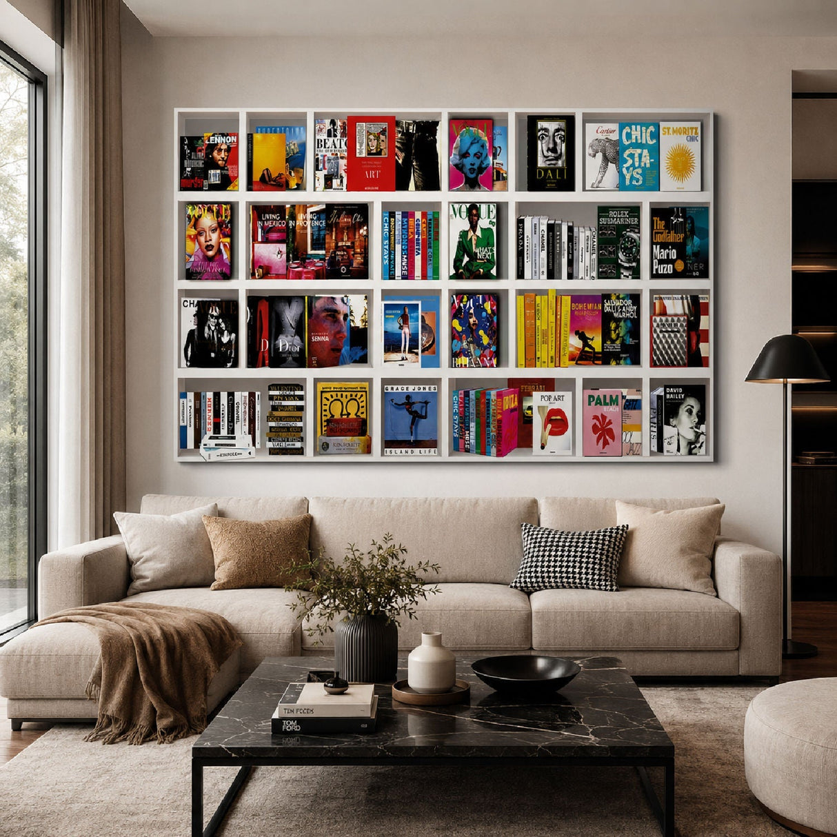 That's Life Bookcase-Inspired Collage Art art print by Cobra Art, alternate view 2