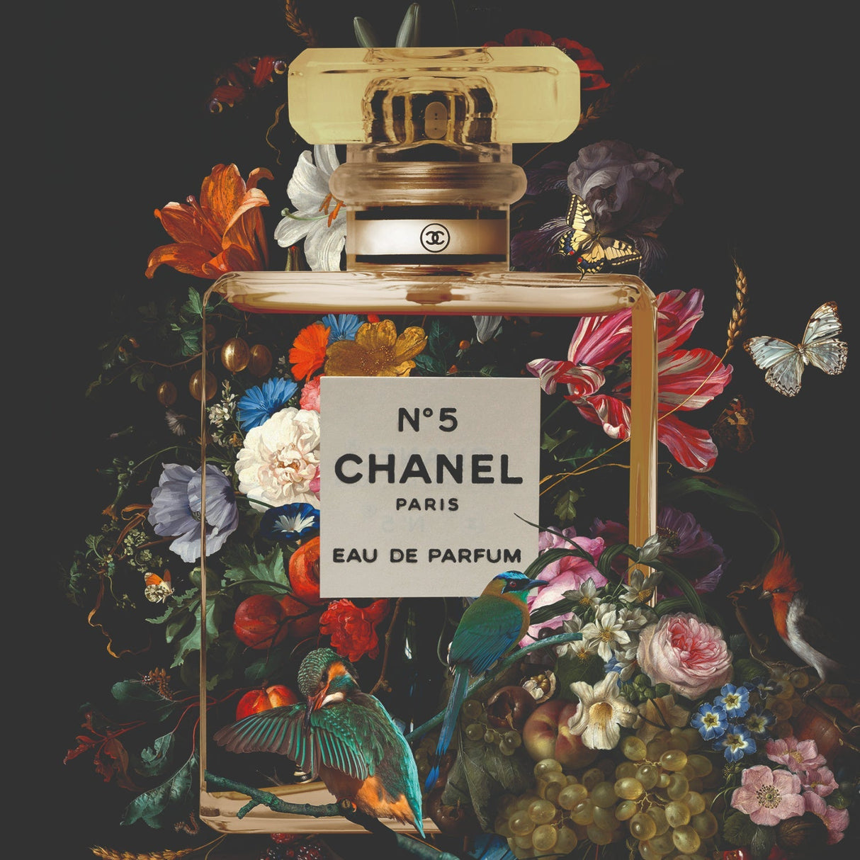 Fleur de Chanel Part II Floral Perfume Bottle photographic art print by Cobra Art