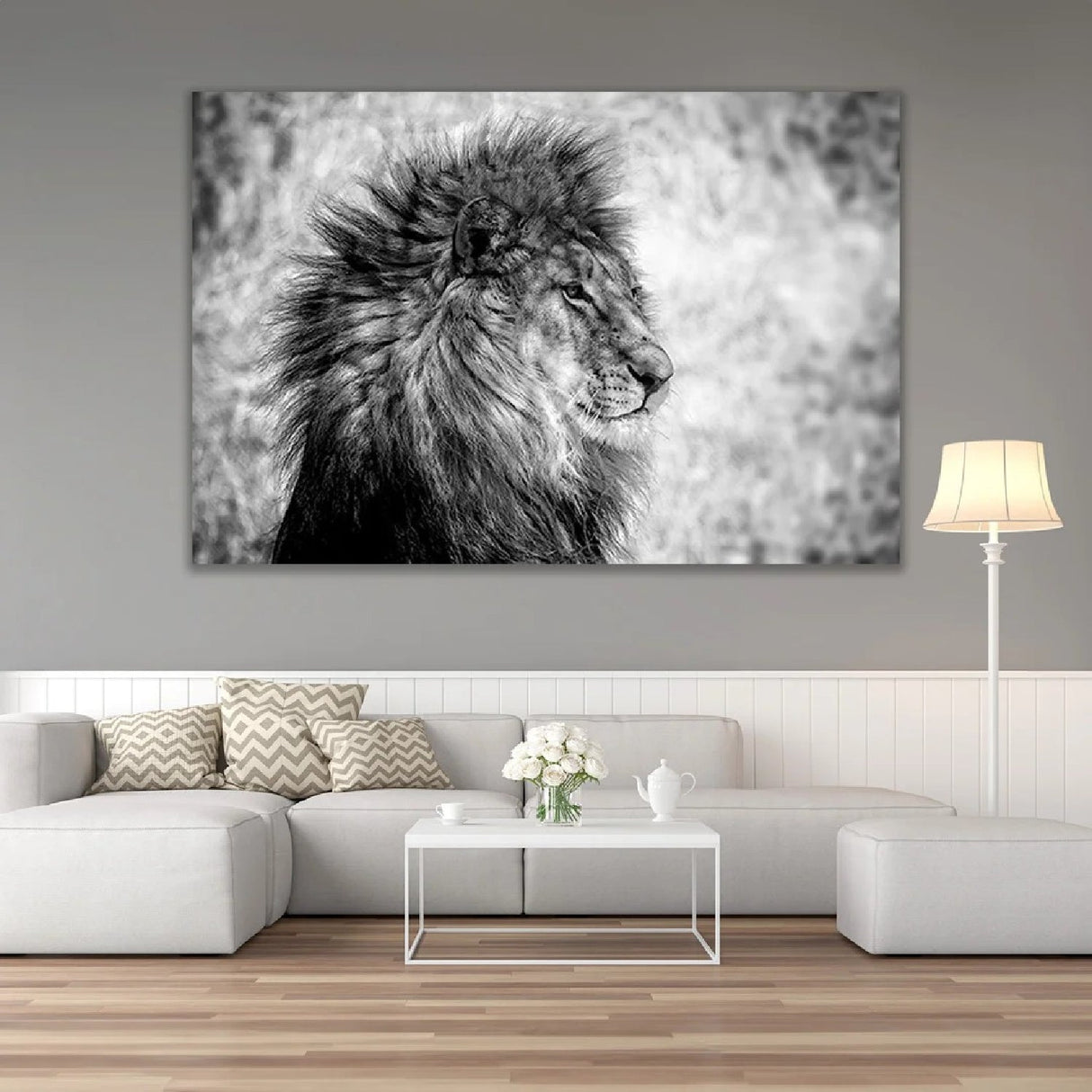 Lion King Monochrome Animal Portrait photographic art print by Cobra Art, alternate view 2