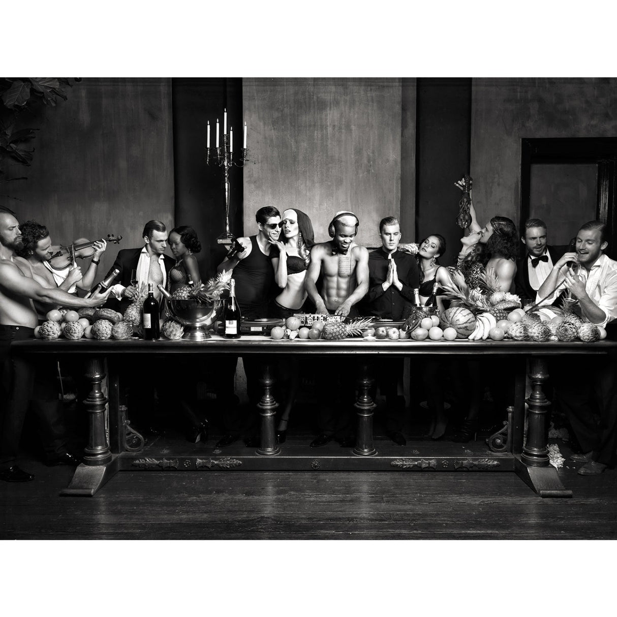 God is a DJ Monochrome Provocative photographic art print by Cobra Art
