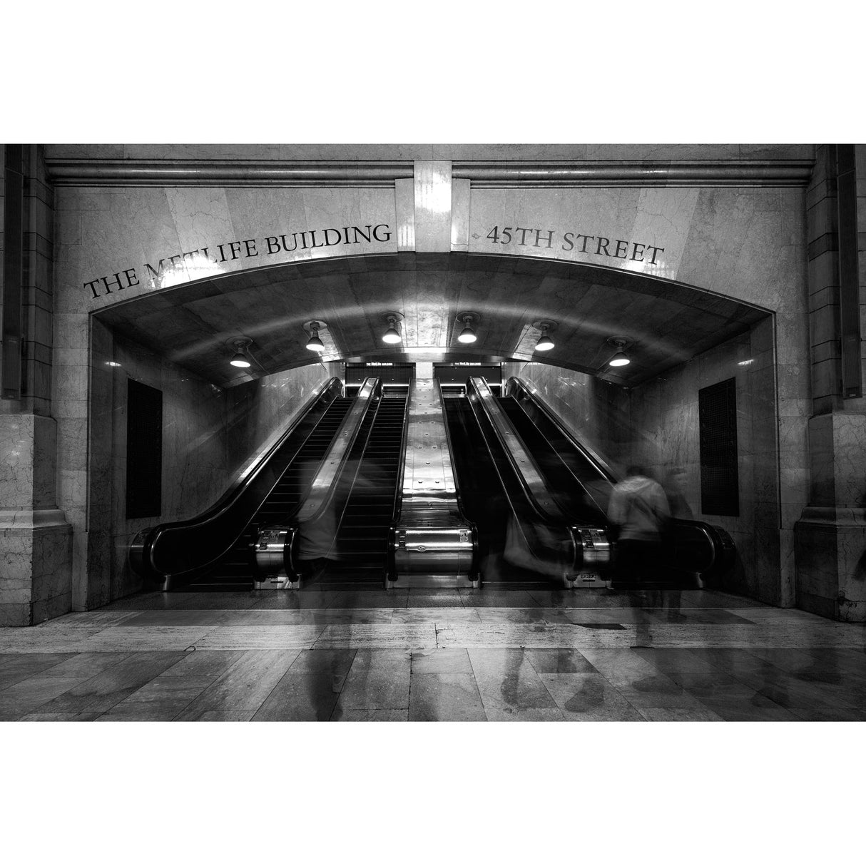 Stairways To The Top Black & White Escalators photographic art print by Cobra Art