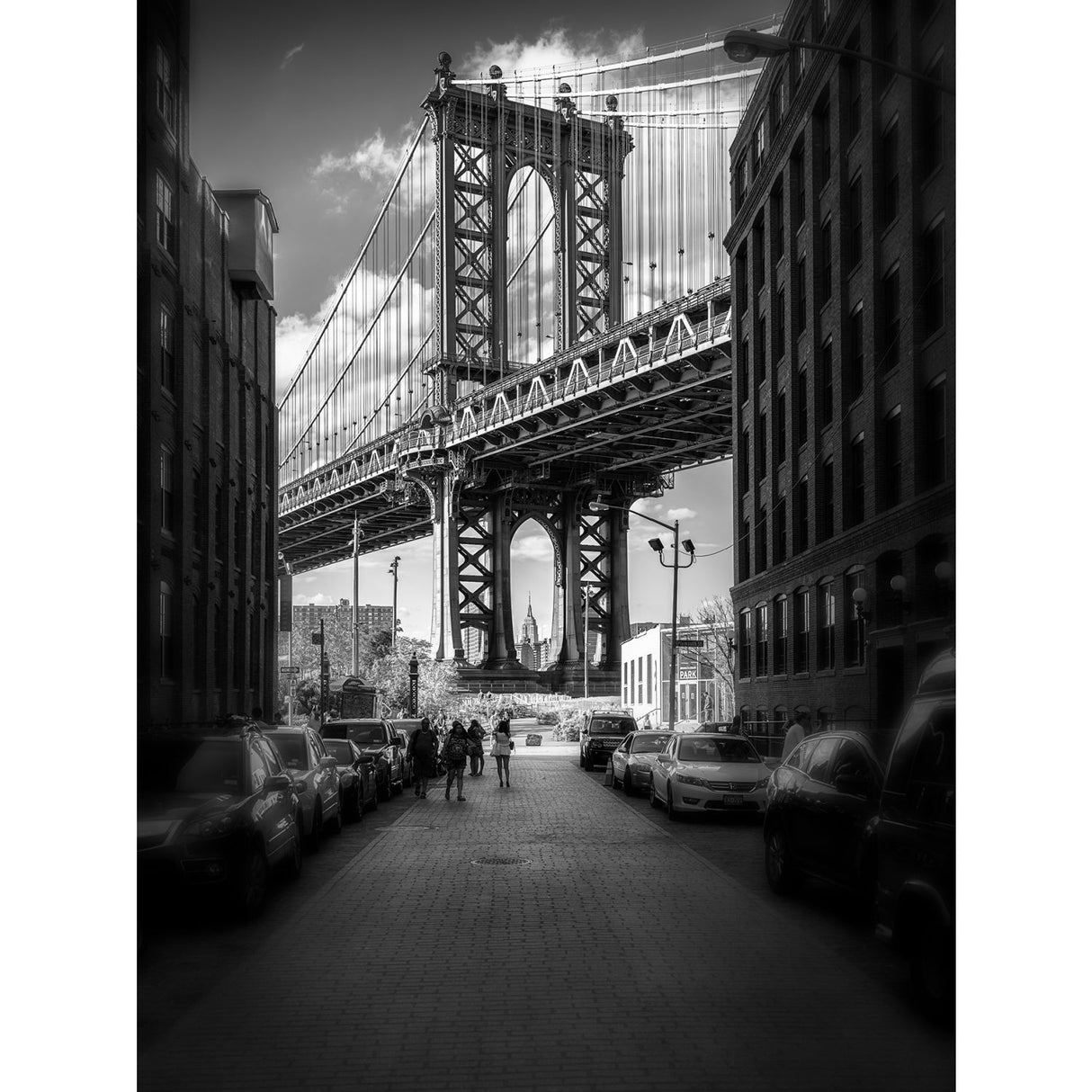 Brooklyn Bridge New York Black & White Urban Architecture photographic art print by Cobra Art
