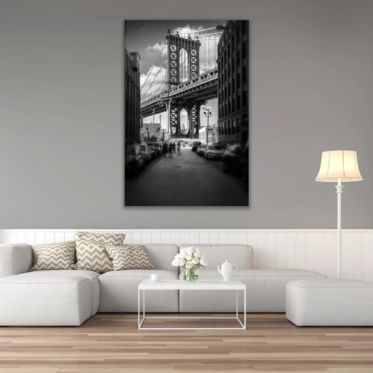 Brooklyn Bridge New York Black & White Urban Architecture photographic art print by Cobra Art, alternate view 2