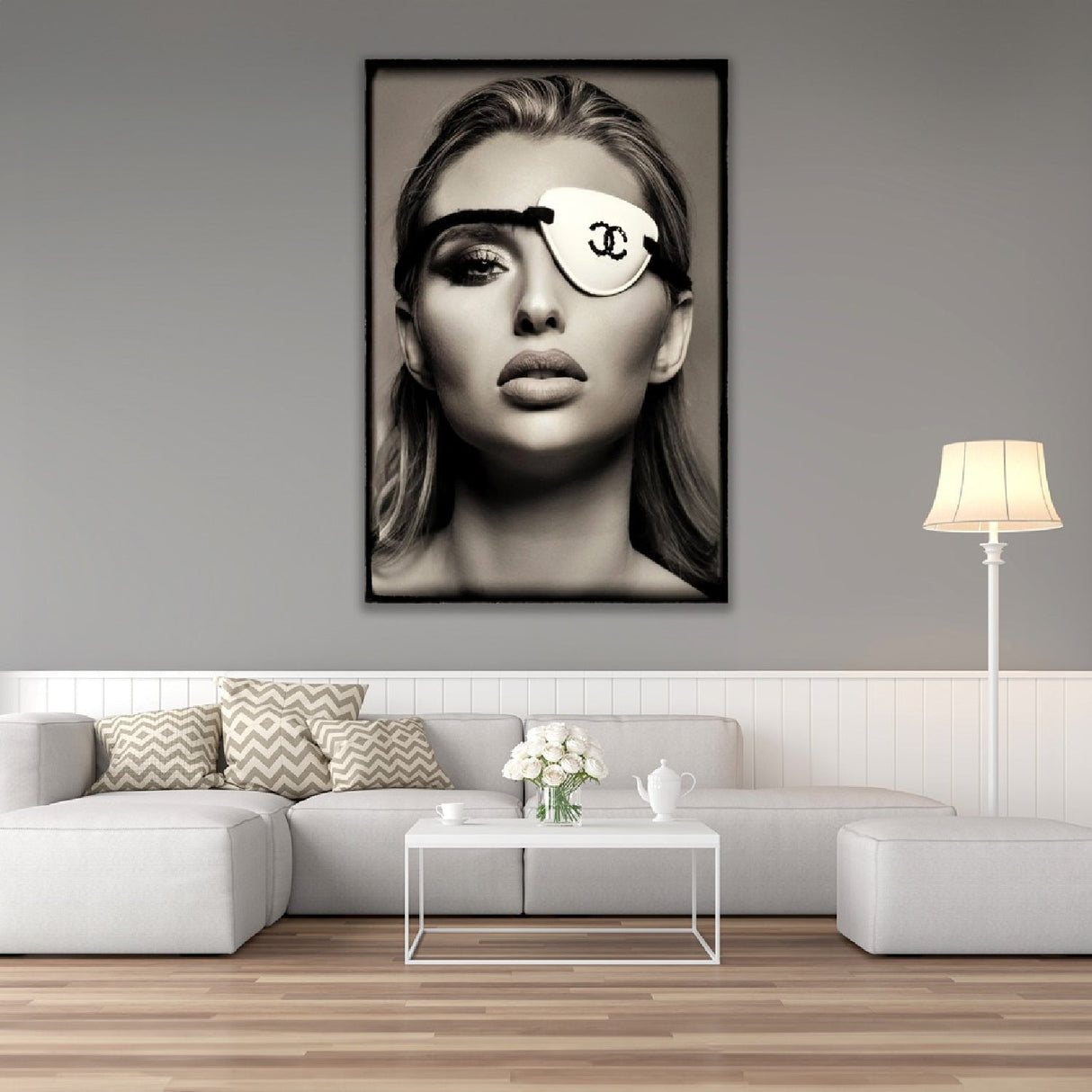 Fashion Statement Monochrome Eye-patched Woman Portrait art print by Cobra Art, alternate view 2