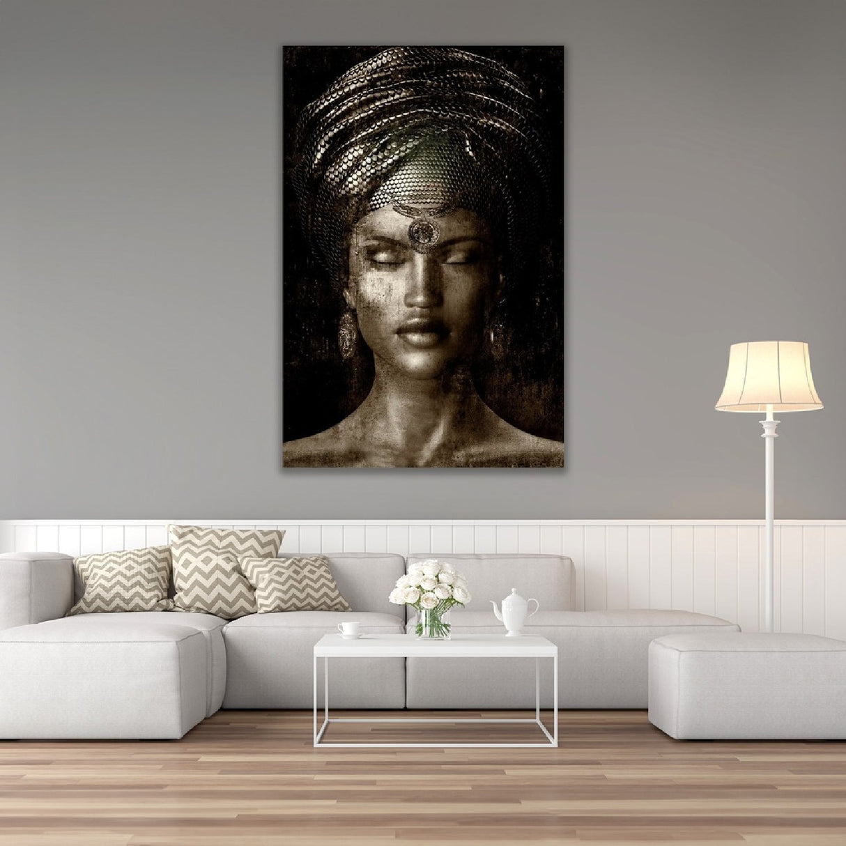 Glamour Girl Eyes Shut Sepia photographic art print by Cobra Art, alternate view 2