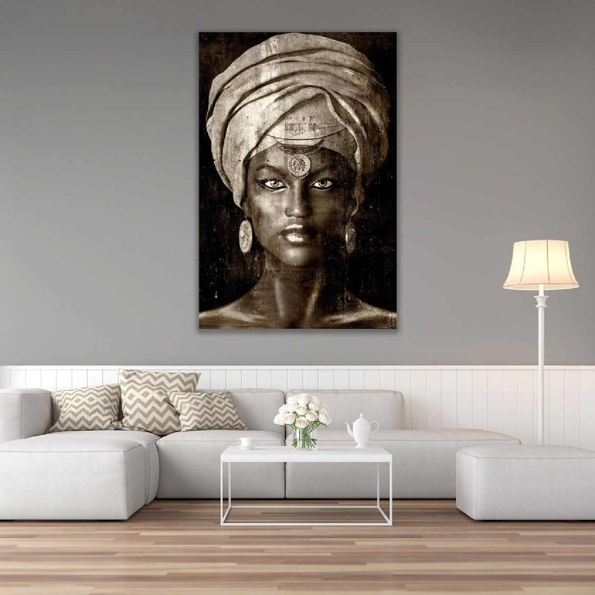 Glamour Girl Turban Sepia photographic art print by Cobra Art, alternate view 2