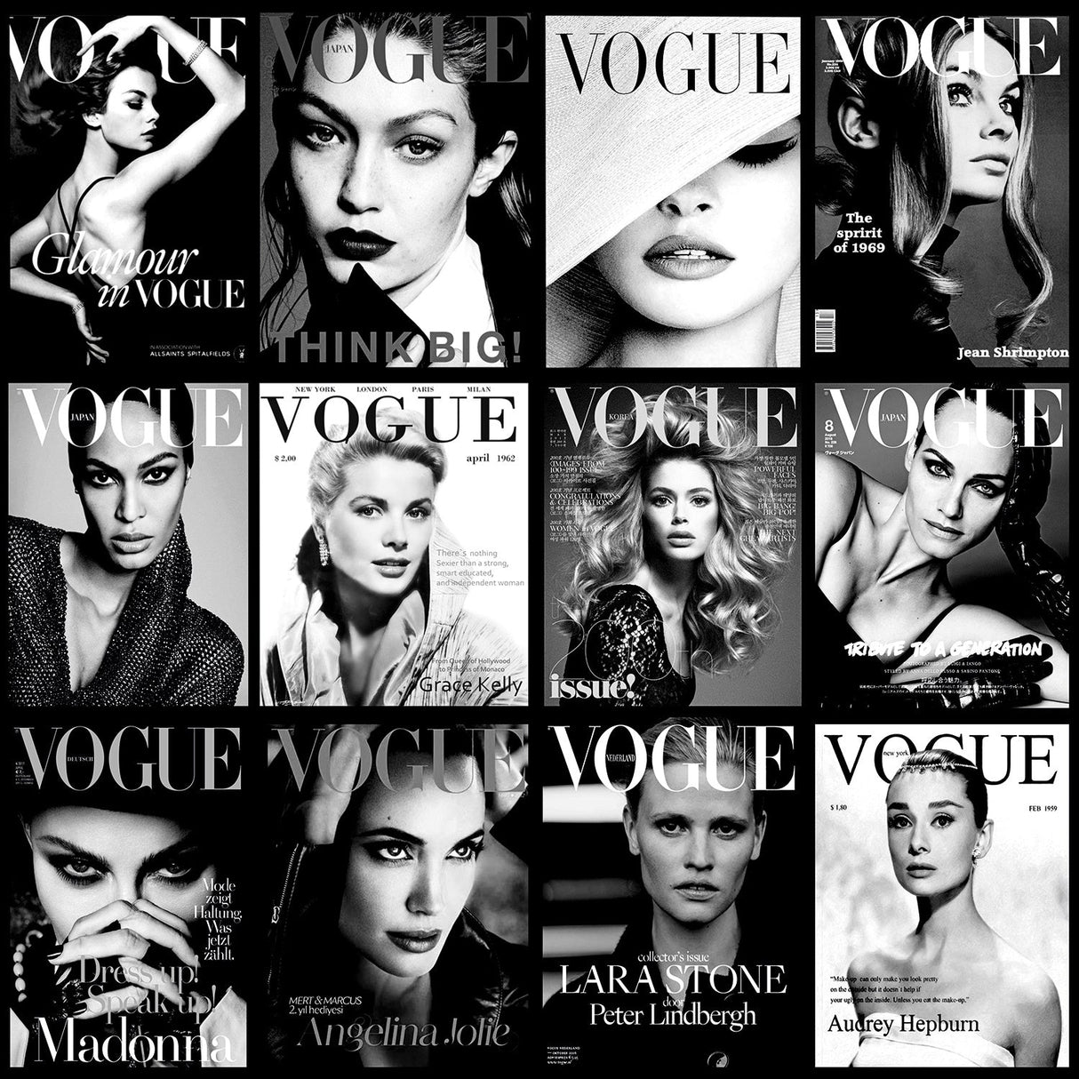 Vogue Black & White Magazine Collage photographic art print by Cobra Art