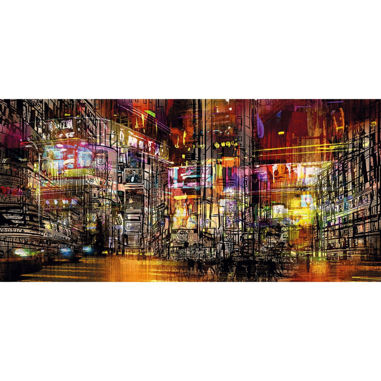 New York Night Multicolored City Lights photographic art print by Cobra Art