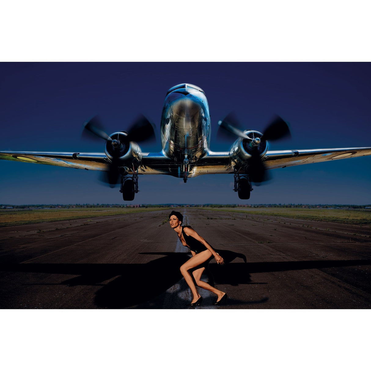 The Last Flight Airplane Over a Girl photographic art print by Cobra Art
