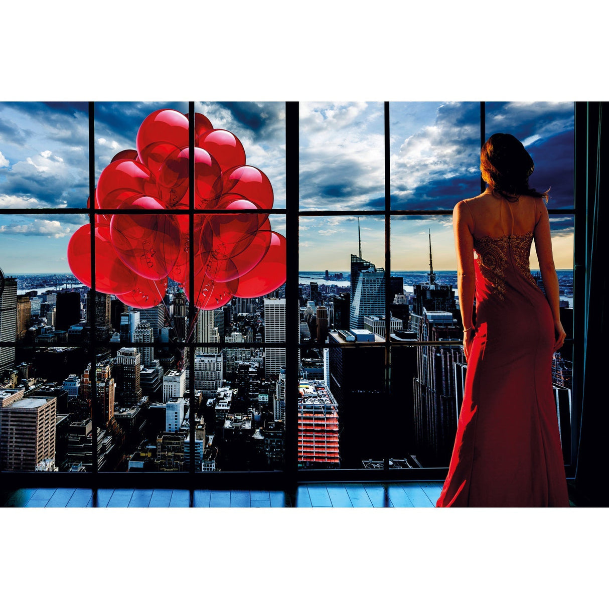 Amazing View From My Window Red Gowned Girl photographic art print by Cobra Art
