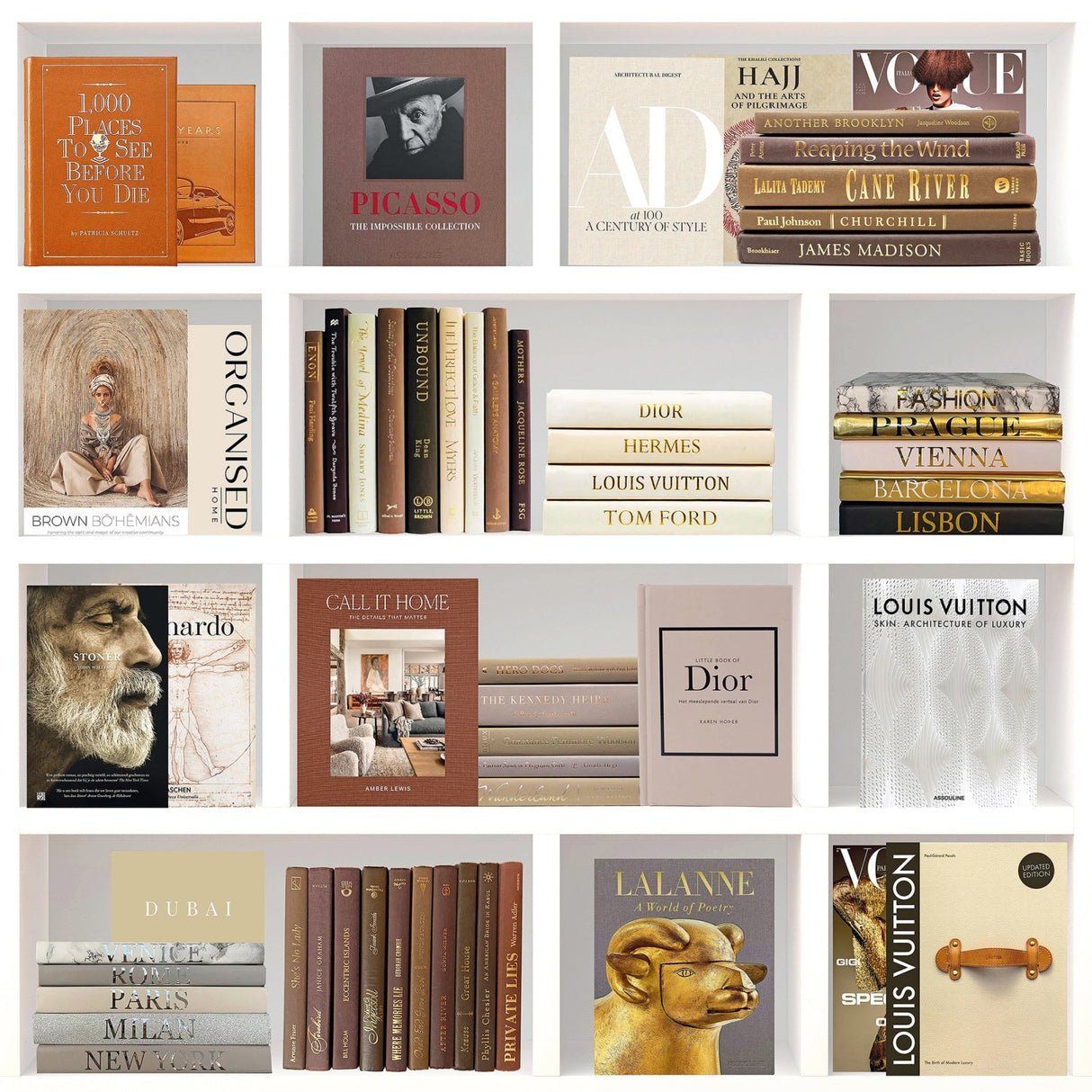 Fashion Moments Neutral-Toned Books Collage photographic art print by Cobra Art