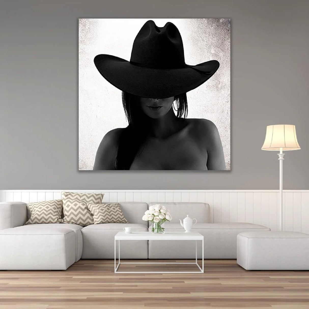Cowgirl Monochromatic Woman with Hat photographic art print by Cobra Art, alternate view 2
