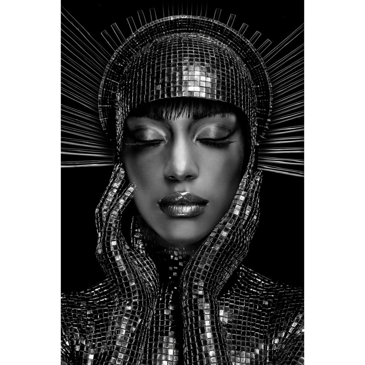 Moonlight Lady Timeless Monochrome Femme Elegance Artwork art print by Cobra Art