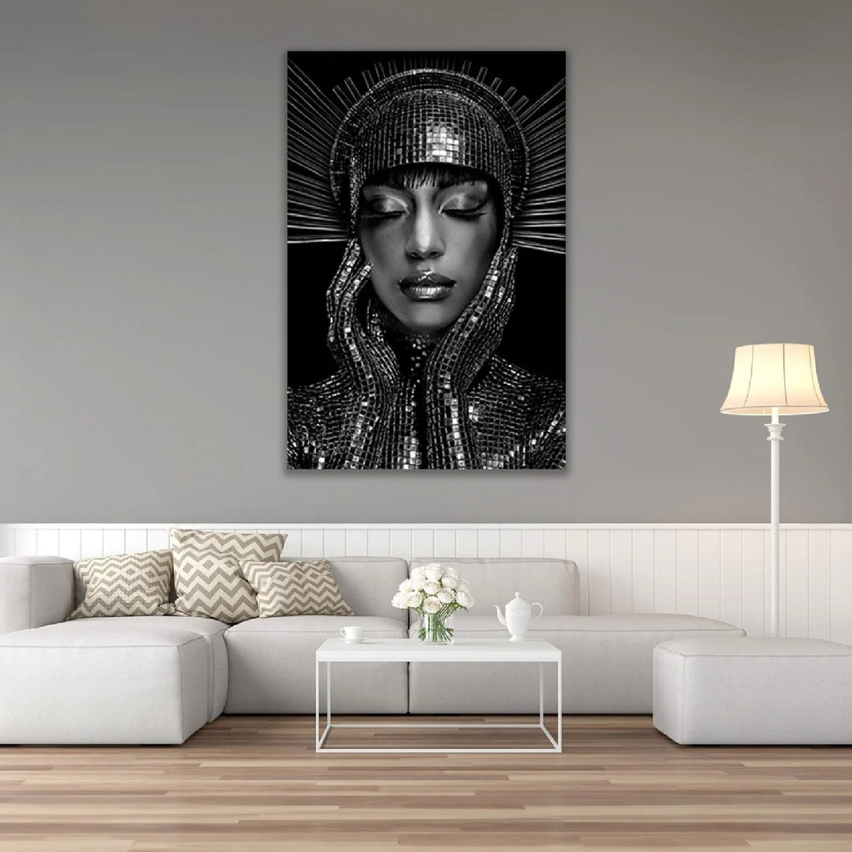 Moonlight Lady Timeless Monochrome Femme Elegance Artwork art print by Cobra Art, alternate view 2
