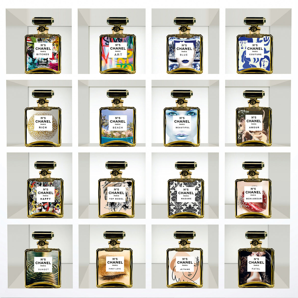 Scent of Life Perfume Bottle Collage photographic art print by Cobra Art