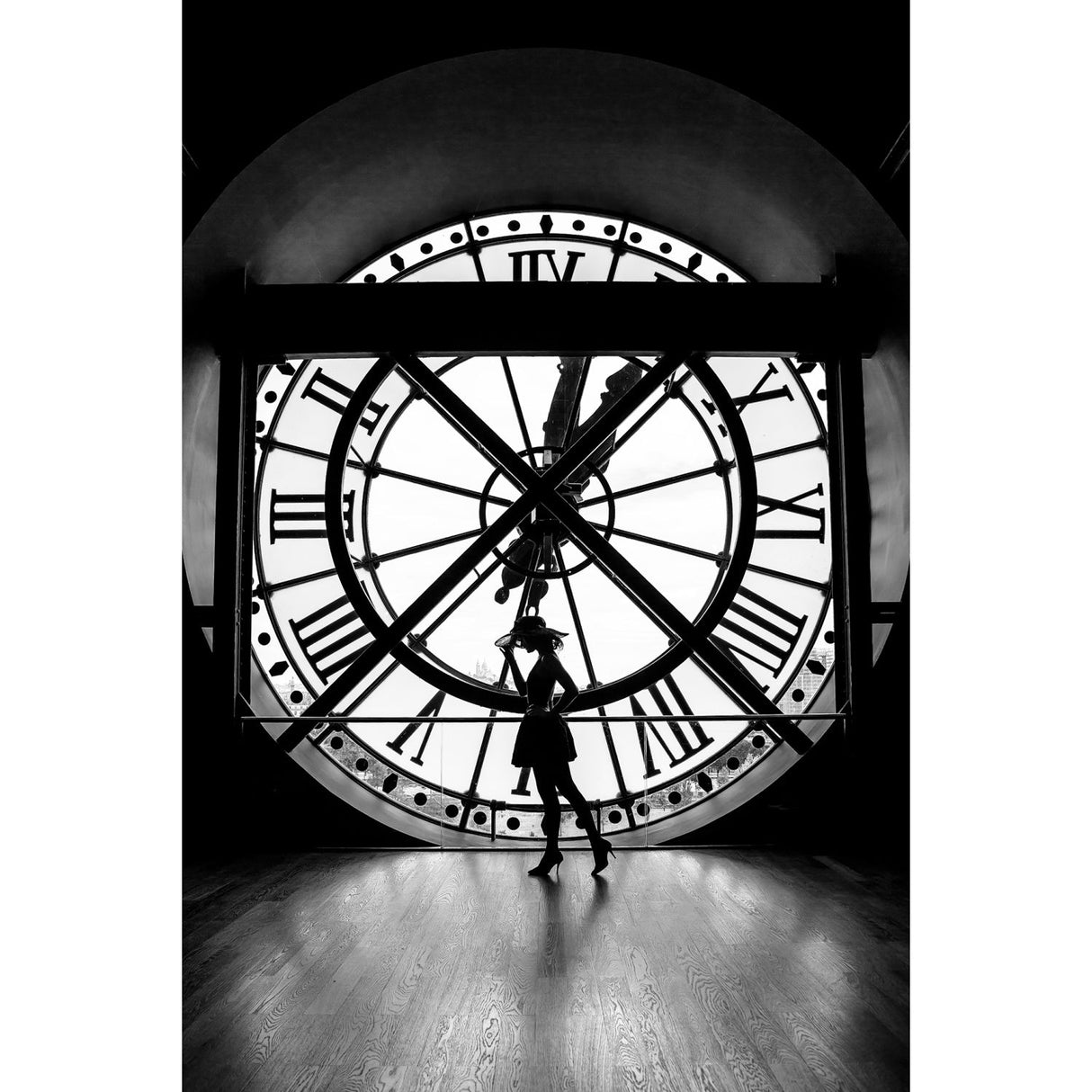 Josefine Lywinge Grand Clock Black & White Clock photographic art print by Cobra Art