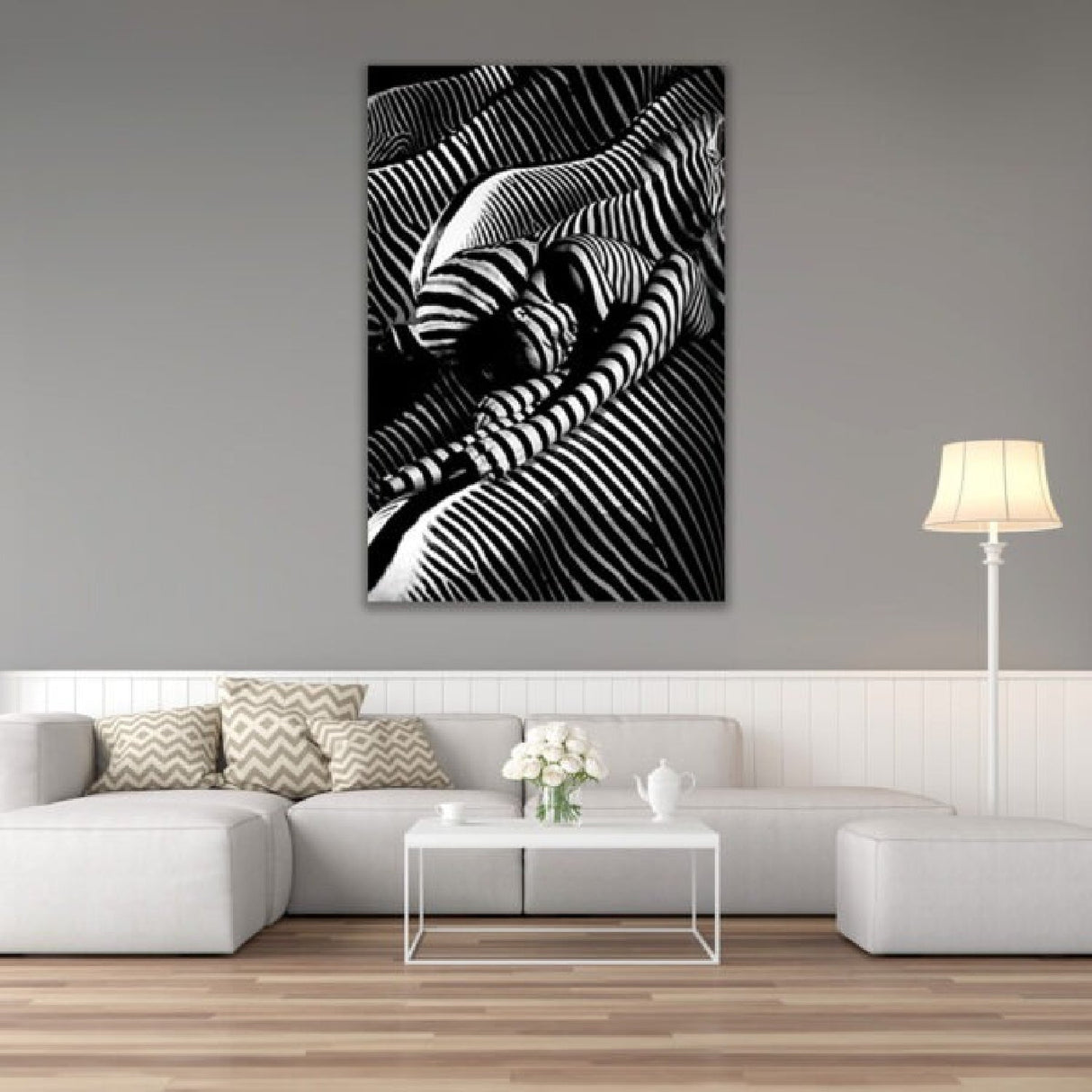 Riding A Zebra Optical Illusion Stripes photographic art print by Cobra Art, alternate view 2