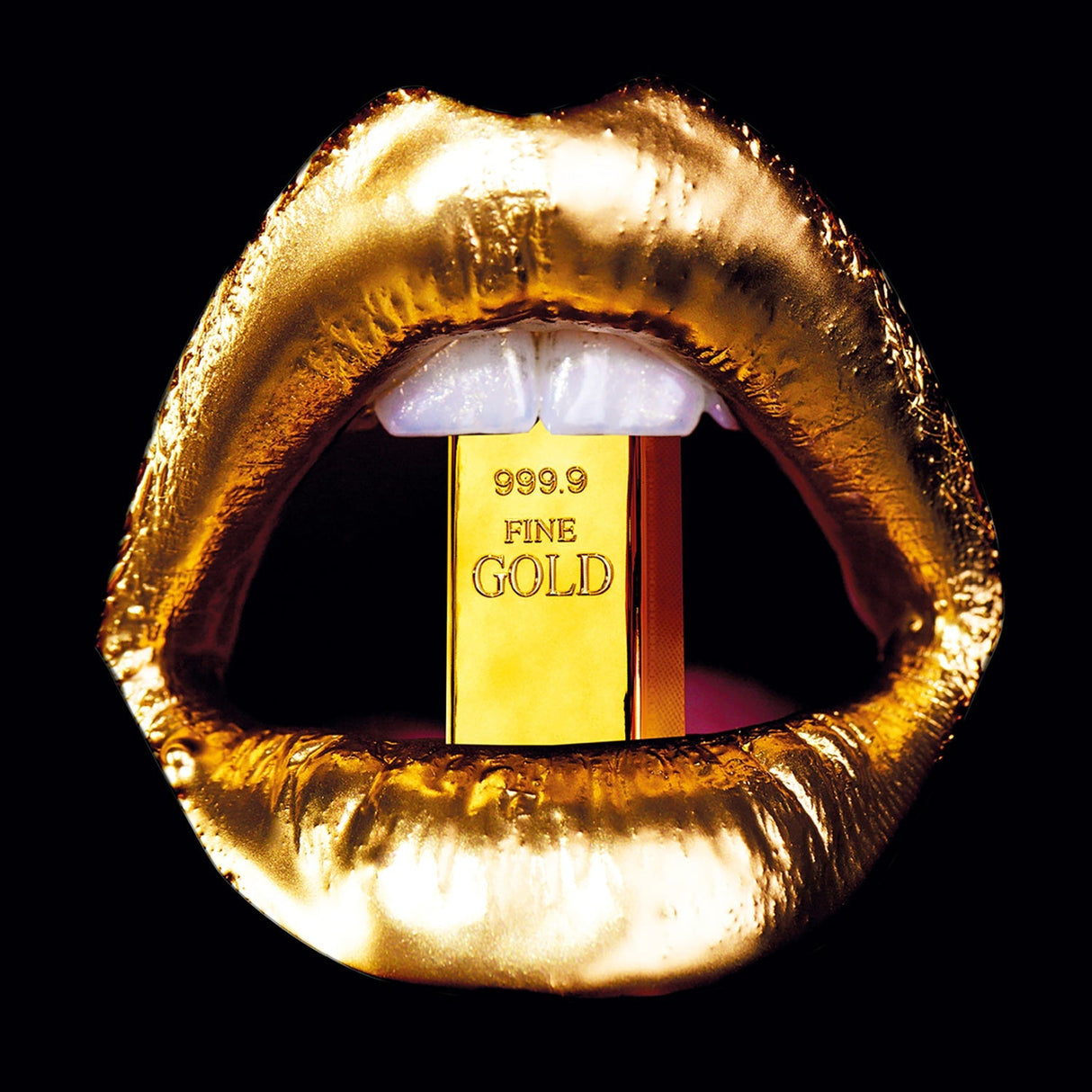 Fine Gold Gold Bar Lips photographic art print by Cobra Art